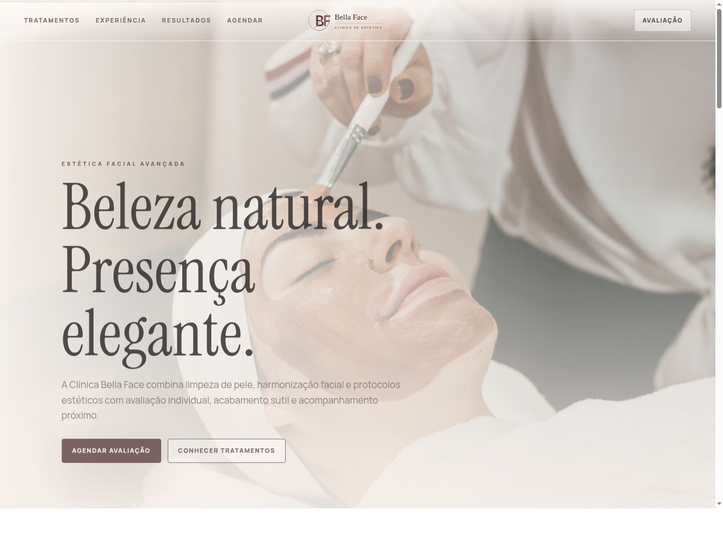 Print do site Clínica Bella Face