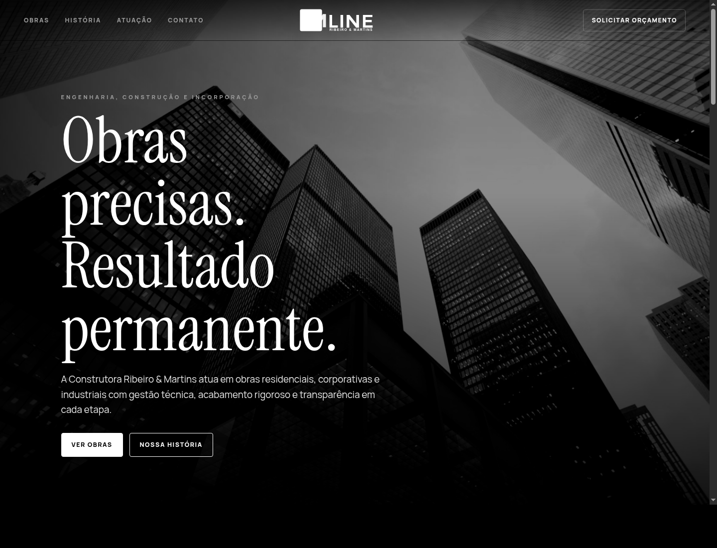 Print do site Construtora Ribeiro & Martins