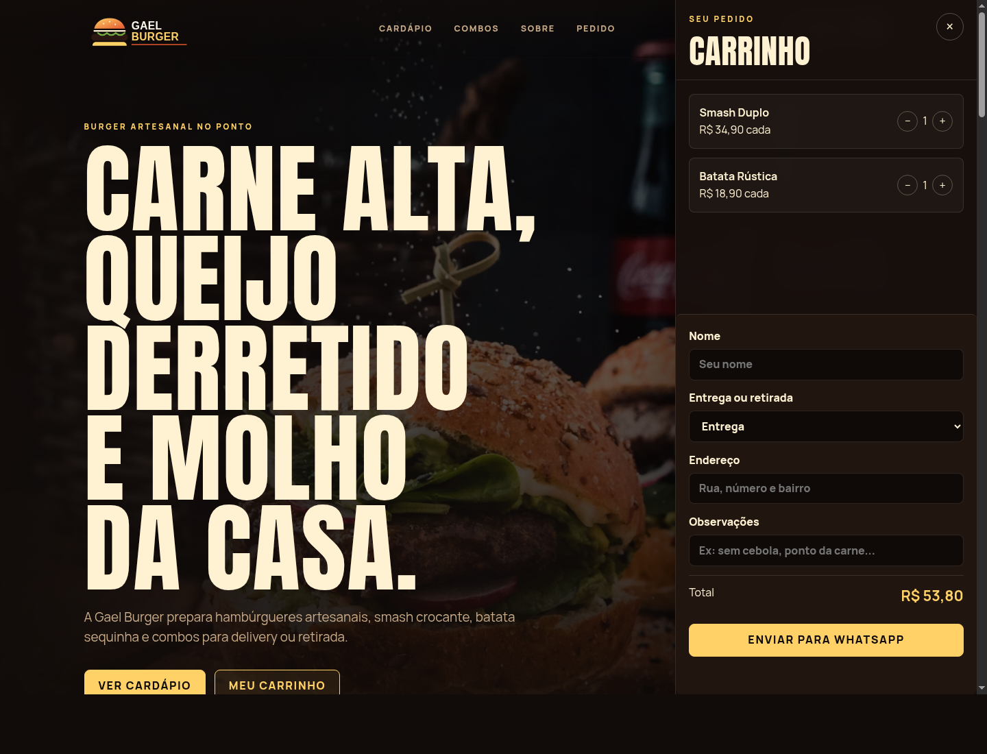 Print do carrinho do Gael Burger